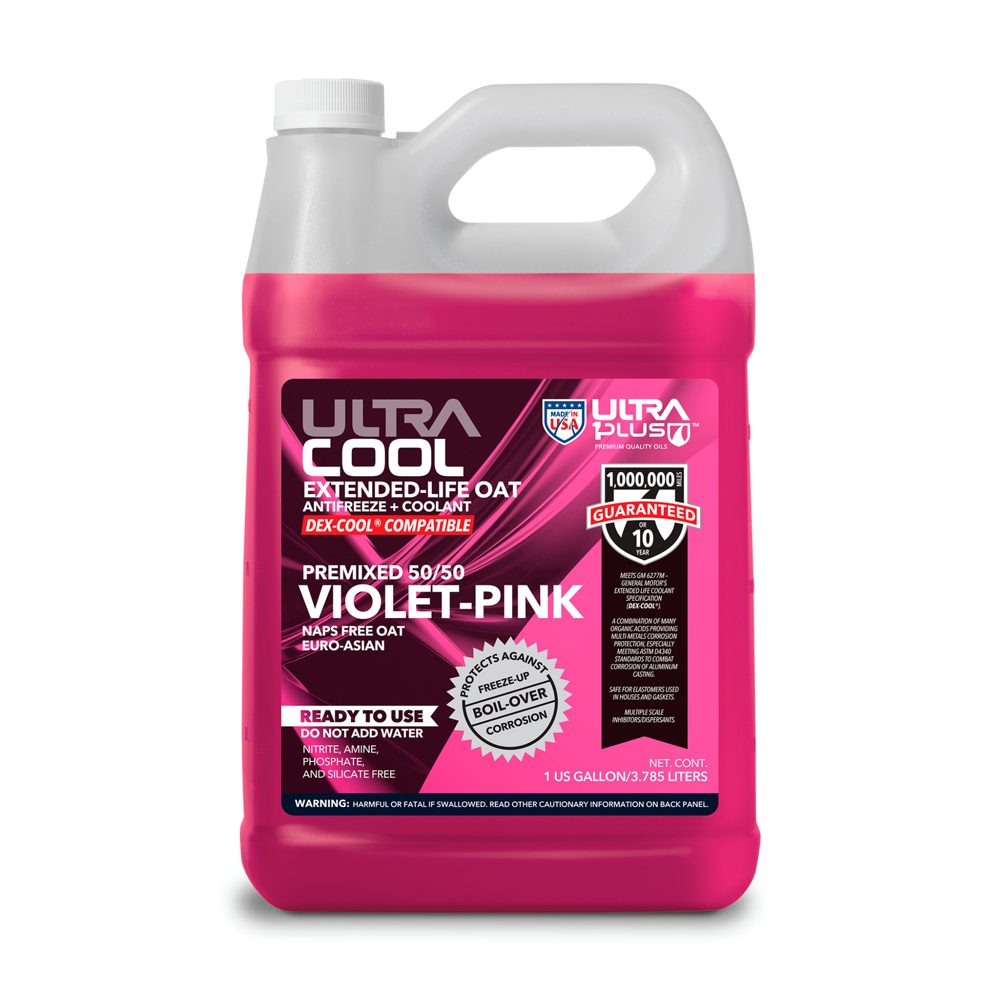 Ultra1Plus UltraCool OAT Antifreeze + Coolant - 50/50 Premix, Pink, 1 Gal., Model# UL932